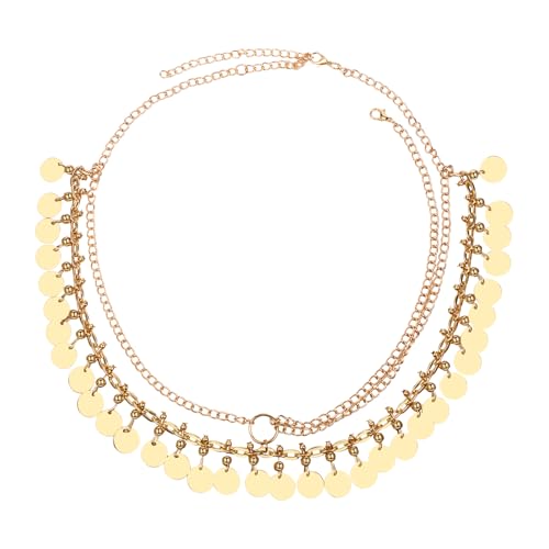 Cupimatch Boho Kopfkette Gold Damen: Vintage Elegant Haarkette 53cm mit Pailletten Cleopatra Stirnkette 14K Vergoldeter Wahrsagerin Kopfschmuck Festival Cosplay Schmuck Geschenk für Frauen Mädchen von Cupimatch
