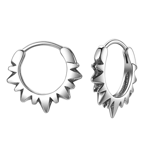 Cupimatch Creolen Nieten Kreis Ohrringe: Hip Hop Ohrstecker Spitzkegel Spike Hoop Edelstahl Unisex Klappcreolen Gothic Punk Ohrschmuck für Frauen Männer von Cupimatch