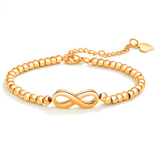 Cupimatch Damen Armband Infinity Rosegold: Elegant Glänzend Edelstahl Unendlichkeit Armkette Flexible Verstellbarer Ewigkeits Symbol Kugelkette Muttertag Modeschmuck Geschenk für Frauen Mädchen Cupimatch Damen Armband Infinity Rosegold: Elegant Glänzend Edelstahl Unendlichkeit Armkette Flexible Verstellbarer Ewigkeits Symbol Kugelkette Muttertag Modeschmuck Geschenk für Frauen Mädchen von Cupimatch
