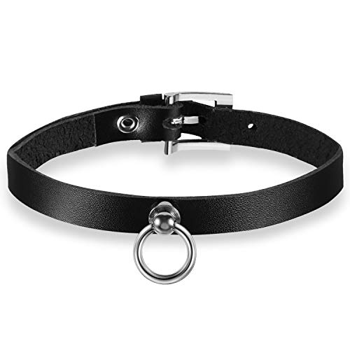 Cupimatch Damen Choker Halsketten Halsband Leder Schwarz Gotik Punk Rock Lederband Kropfbänder von Cupimatch