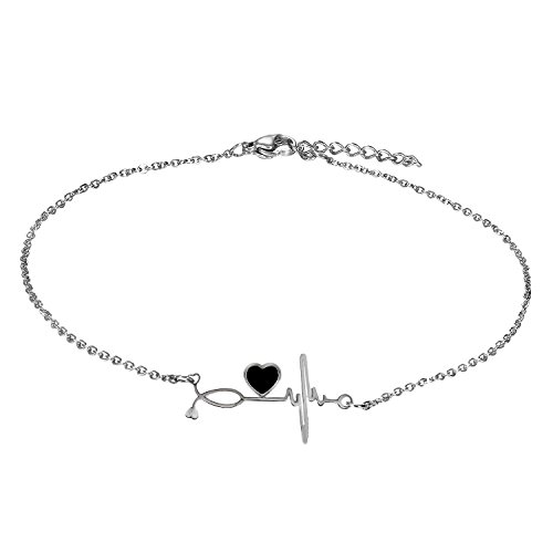 Cupimatch Damen Herzen Armkette in Farben Silber, Doppelt Kette Armband für Frauen Mädchen von Cupimatch