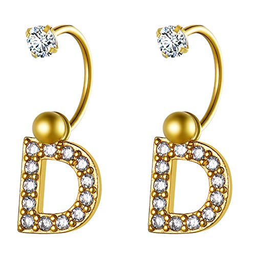 Cupimatch Damen Herren Buchstaben Ohrringe, Edelstahl mit Initiale A bis Z Halbkreis Ohrstecker Nasenstecker Ohr-Piercing mit Alphabet Schmuck für Männer Frauen, Silber Gold von Cupimatch