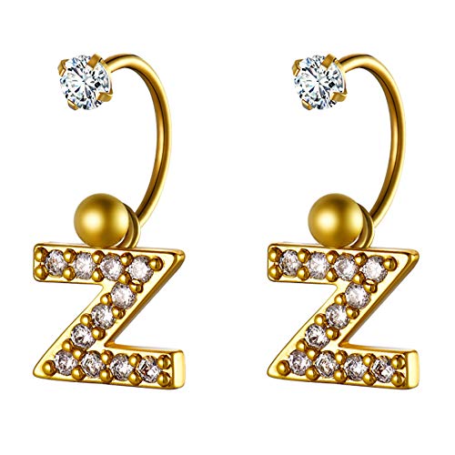 Cupimatch Damen Herren Buchstaben Ohrringe, Edelstahl mit Initiale A bis Z Halbkreis Ohrstecker Nasenstecker Ohr-Piercing mit Alphabet Schmuck für Männer Frauen, Silber Gold von Cupimatch