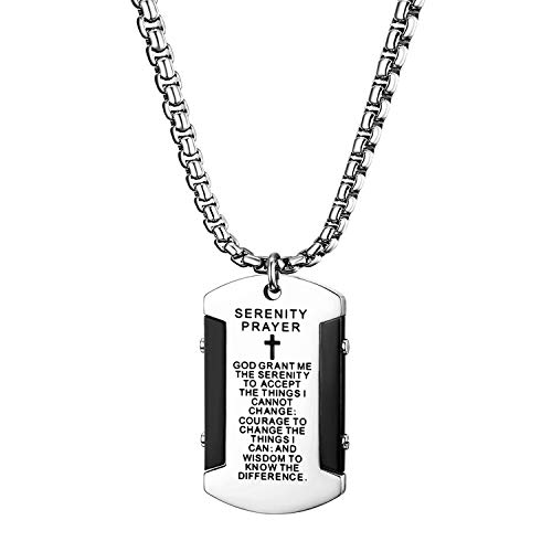 Cupimatch Dog Tag Kette Herren Jesus Kette Halskette mit kreuz Bibel Gravur Herren Kette Gebet Edesltahl Schmuck 61cm, Gold (silberschwarz) von Cupimatch