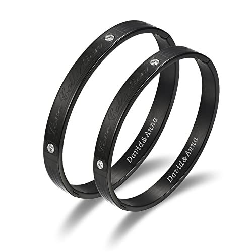 Cupimatch Edelstahl Armreif für Partner gravurbar aus 316L, “LOVE COLLECTION”Schwarz von Cupimatch