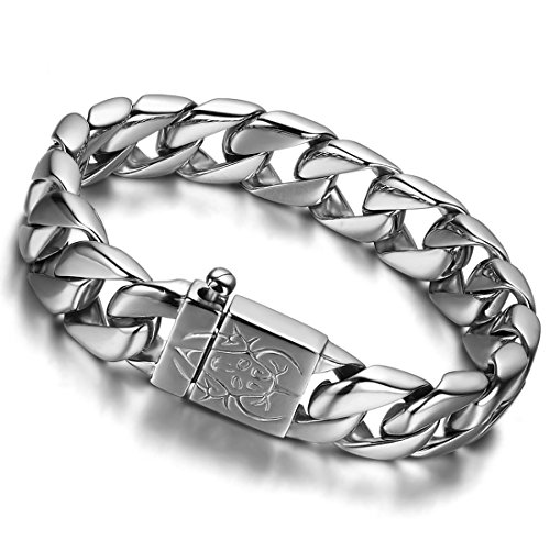Cupimatch Edelstahlarmband für Herren, massiv, 23 cm, 15 mm breit von Cupimatch
