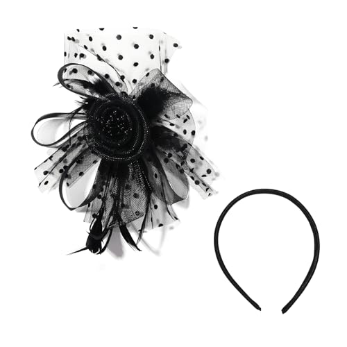 Cupimatch Fascinator Damen Braut Feder: Haarschmuck Federn Haarnadeln Kopfschmuck Fascinator Hut Schwarz für Party Kirche Hochzeit Cocktail Pferderennen von Cupimatch
