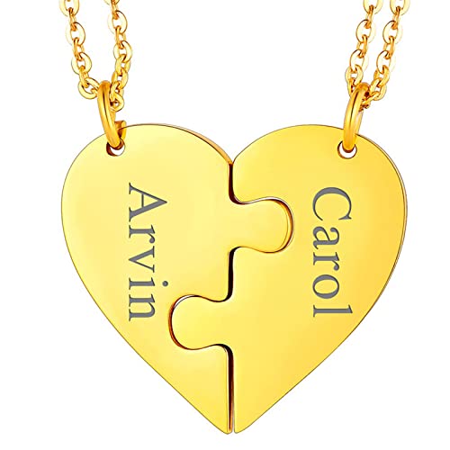 Cupimatch Freundschaftskette 2 Ketten für Freunde, Mit Grauvr Liebe Herz Puzzle, Gold, glänzend von Cupimatch