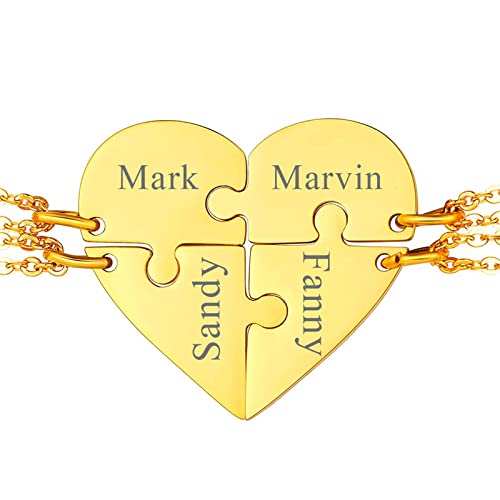 Cupimatch Freundschaftskette 4 Ketten für Freunde Familie, Personalisiert Liebe Herz Puzzle, Gold, glänzend von Cupimatch