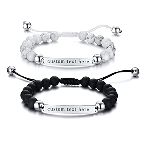 Cupimatch Paar Armband mit Gravur, Personalisierte Edelstahl Glänzend Poliert Pärchen Armkette Panzerkette für verliebte Damen Herren zu Weihnachten Jubiläum Hochzeit Geburtstag Valentinstag von Cupimatch