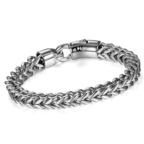 Cupimatch Herren Armband, 8mm Biker Große Breite Panzerkette Kettearmband Rock Armreif, silber von Cupimatch