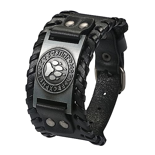 Cupimatch Herren Armband Retro Breites Metall Wikinger Armband Herren PU Leder Armband Punk Style Armbänder Breiter Gürtel Manschette Armreif Rock Wrap Runen Schmuck für Männer Junge Cupimatch Herren Armband Retro Breites Metall Wikinger Armband Herren PU Leder Armband Punk Style Armbänder Breiter Gürtel Manschette Armreif Rock Wrap Runen Schmuck für Männer Junge von Cupimatch