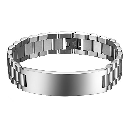 Cupimatch Herren Edelstshl Armband, Gotik große schwere Punk Rock Armbanduhr Band Biker Fahrradkette Motorradkette Armreif, silber von Cupimatch