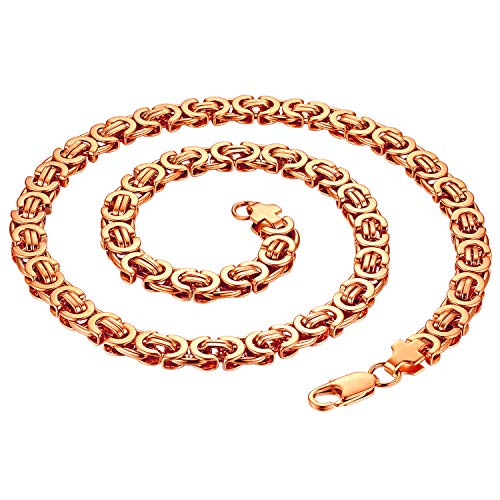 Cupimatch Herren Halskette Königskette Edelstahl 9MM Biker Link Kette für Männer Rosegold 22 Zoll von Cupimatch