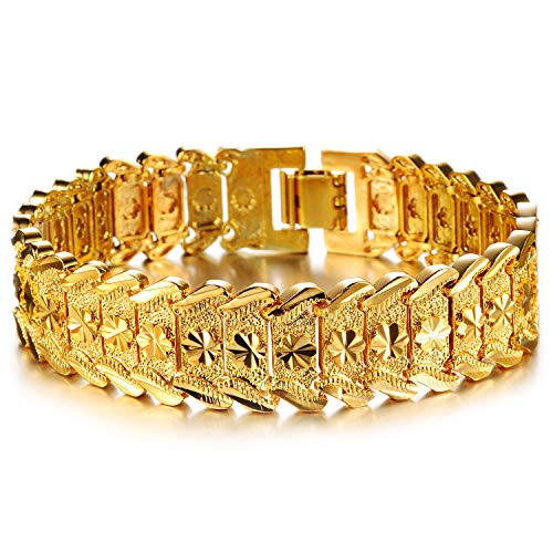 Cupimatch Armband Herren Breit gold, Edelstahl Punk Rock Armreif Armschmuck Geschenk für Männer von Cupimatch