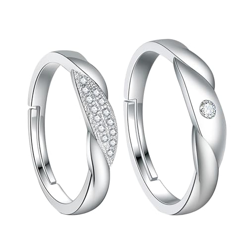 Cupimatch Infinity Paar Ringe Set: Edelstahl Unendlichkeit Paarringe mit Zirkonia Verstellbare Verlobungsringe Freundschaftsringe für Partner Valentinstag Jahrestag Schmuck Geschenk für Damen Herren von Cupimatch