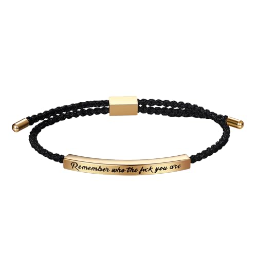 Cupimatch Inspirierende Armband Damen Herren: Edelstahl Motivationsarmband mit Gravur Remember who you are Leicht Geflochtenes Freundschaftsarmband Geschenk für Männer Frauen Unisex, Gold von Cupimatch