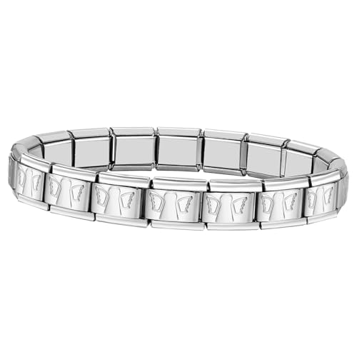 Cupimatch Italienisches Charm Armband Damen: 9mm Abnehmbares Modularmband mit Engelsmotiv Edelstahl Gliederarmband DIY Modische Muttertag Geburtstag Schmuckgeschenke für Frauen Mädchen Mama, Silber von Cupimatch