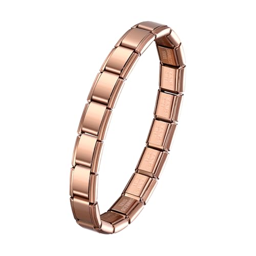 Cupimatch Italienisches Charm Armband Damen: Roségold 9mm Abnehmbares Modularmband aus Edelstahl Einfaches DIY Modische Schmuckgeschenke für Frauen Mädchen Mama Valentinstag Muttertag Geburtstag von Cupimatch