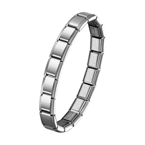 Cupimatch Italienisches Charm Armband Damen: Silbernes 9mm Abnehmbares Modularmband aus Edelstahl Einfaches DIY Modische Schmuckgeschenke für Frauen Mädchen Mama Valentinstag Muttertag Geburtstag von Cupimatch