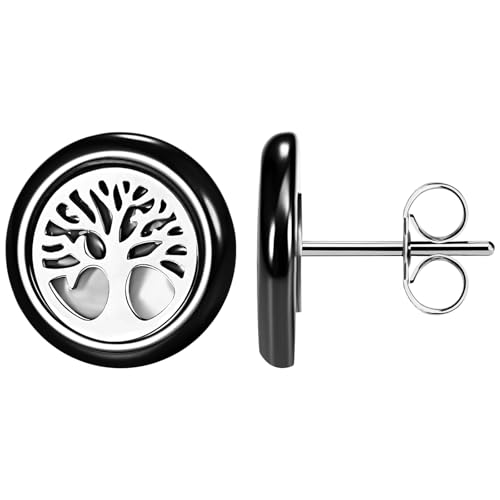 Cupimatch Lebensbaum Keramikohrringe für Damen: Exquisite hypoallergenes Ohrstecker mit einzigartigem Design Modische Schmuckgeschenke für Damen Mädchen Mama Valentinstag Muttertag Silber Schwarz Cupimatch Lebensbaum Keramikohrringe für Damen: Exquisite hypoallergenes Ohrstecker mit einzigartigem Design Modische Schmuckgeschenke für Damen Mädchen Mama Valentinstag Muttertag Silber Schwarz von Cupimatch