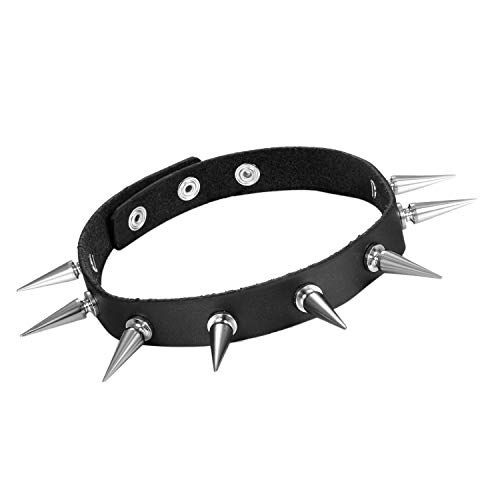 Cupimatch Leder Choker Halsband Damen Erotik mit Nieten 90s SM Halskette Kette Gothic Stil Länge Verstellbar, Schwarz von Cupimatch