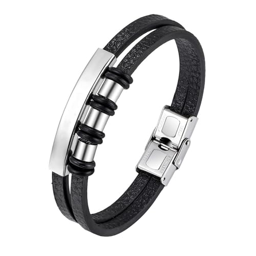 Cupimatch Lederarmbänder Paar Armbänder Schwarz Silber Personalisiertes Armband Freundschafts Armbänder Geflochtenes Lederarmband Geschenk für Männer Frauen von Cupimatch