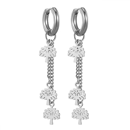 Cupimatch Ohrringe Kette Ohrhänger Damen Ohrstecker Baumeln Creolen Ohrpiercing Schmetterling Feder Lebensbaum Anhänger Ohrringe Kleine Hoop Earring für Frauen von Cupimatch