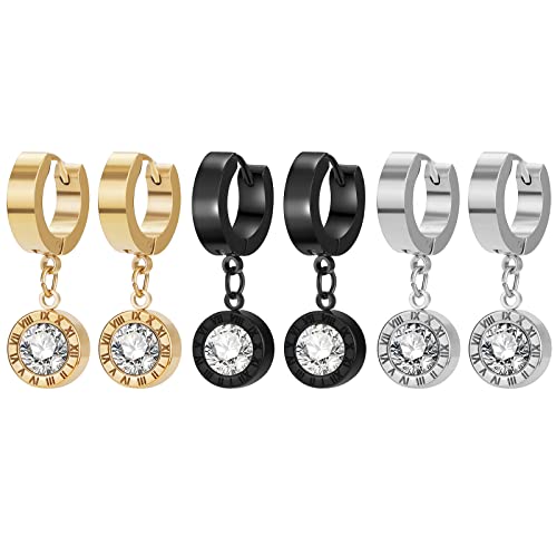 Cupimatch Ohrringe Kette Set Herren Damen Ohrstecker Kreuzanhänger Baumeln Creolen Ohrpiercing Schmetterling Feder Lebensbaum Anhänger Ohrringe Kleine Hoop Earring für Männer Frauen von Cupimatch