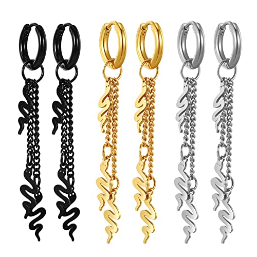 Cupimatch Ohrringe Kette Set Herren Damen Ohrstecker Kreuzanhänger Baumeln Creolen Ohrpiercing Schmetterling Feder Lebensbaum Anhänger Ohrringe Kleine Hoop Earring für Männer Frauen von Cupimatch