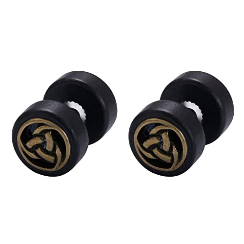 Cupimatch Ohrstecker Herren Ohrringe 3 Paar Holz Earrings Klassische Vintage Hölzerne Runde Titan-Ohrringe Set Lebensbaum Hantel Ohrringe für Männer Frauen von Cupimatch