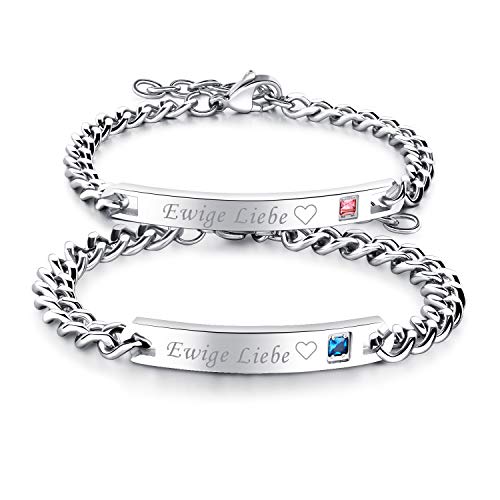 Cupimatch Paare Armband mit Gravur Ewige Liebe für Verliebte Edelstahl Schmuck Damen Silber Farbe von Cupimatch