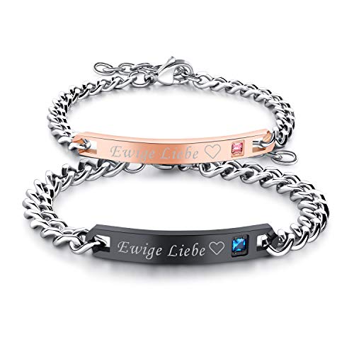 Cupimatch Paare Armband mit Gravur Ewige Liebe für Verliebte Edelstahl Schmuck Damen Silber Farbe von Cupimatch