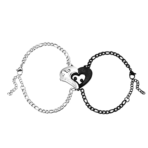 Cupimatch Pärchen Armbänder Herren Damen Edelstahl Armband mit Astronaut Herz Anhänger Magnetische Armreif Einstellbar Kette Armschmuck für Paar Partner Cupimatch Pärchen Armbänder Herren Damen Edelstahl Armband mit Astronaut Herz Anhänger Magnetische Armreif Einstellbar Kette Armschmuck für Paar Partner von Cupimatch