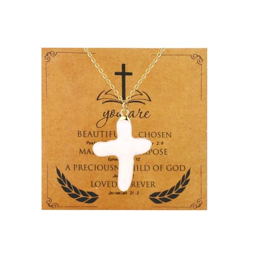 Cupimatch Perlen Kreuz Halskette Damen: Edelstahl Großes Süßwasserperlen Anhänger Vintage Barocke Perlenkette Glaubenskette Religiöser Schmuck Geschenk Für Frauen Mädchen Taufe Kommunion Konfirmation von Cupimatch