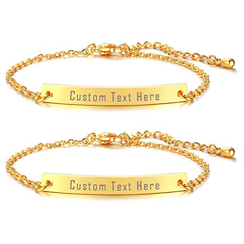 Cupimatch Personalisierte Armbänder Damen Armband Set mit Gravur Klassische Glänzende Freundschaft Brautjungfer Schmuck Set Hochzeit Armschmuck für Frauen 1/2/3/4/5/6 von Cupimatch