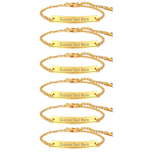 Cupimatch Personalisierte Armbänder Damen Armband Set mit Gravur Klassische Glänzende Freundschaft Brautjungfer Schmuck Set Hochzeit Armschmuck für Frauen 1/2/3/4/5/6 von Cupimatch