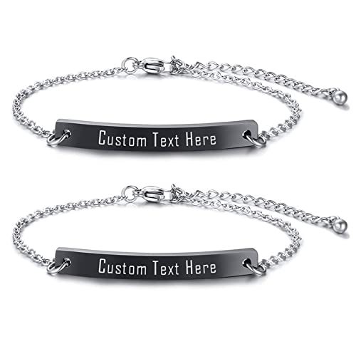 Cupimatch Personalisierte Armbänder Damen Armband Set mit Gravur Klassische Glänzende Freundschaft Brautjungfer Schmuck Set Hochzeit Armschmuck für Frauen 1/2/3/4/5/6 von Cupimatch