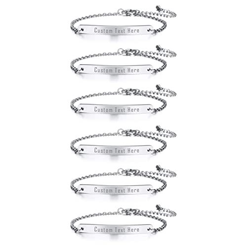Cupimatch Personalisierte Armbänder Damen Armband Set mit Gravur Klassische Glänzende Freundschaft Brautjungfer Schmuck Set Hochzeit Armschmuck für Frauen 1/2/3/4/5/6 von Cupimatch