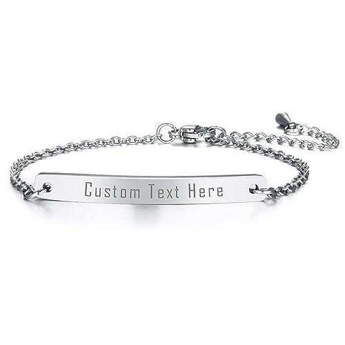 Cupimatch Personalisierte Armbänder Damen Armband mit Gravur Klassische Glänzende Freundschaft Brautjungfer Schmuck Set Hochzeit Armschmuck für Frauen 1 von Cupimatch