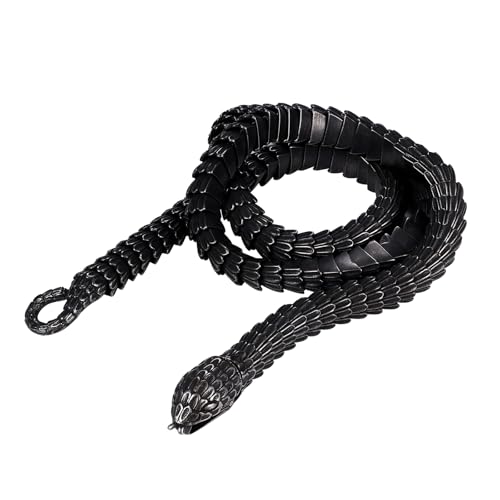 Cupimatch Schlangen Halskette Rock Punk: Vintage Dicke Edelstahl Realistische Schlangenform Kette 11mm Breite Verstellbar Klobiges Halsband Wikinger Schmuck Geschenk für Hip Hop Männer Frauen Schwarz von Cupimatch