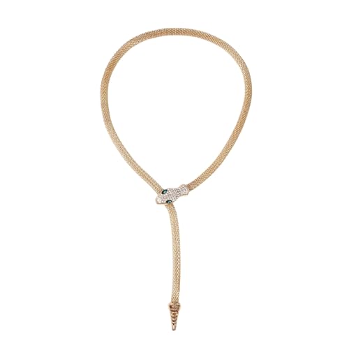 Cupimatch Schlangenkette Damen Biegsame Halskette: Exquisite Edelstahl hohle goldene Schlangenhalsband mit Strasssteinen Dicke verstellbare Halsreif Eleganter Medusa-Schmuck für Frau Mädchen Mutter von Cupimatch