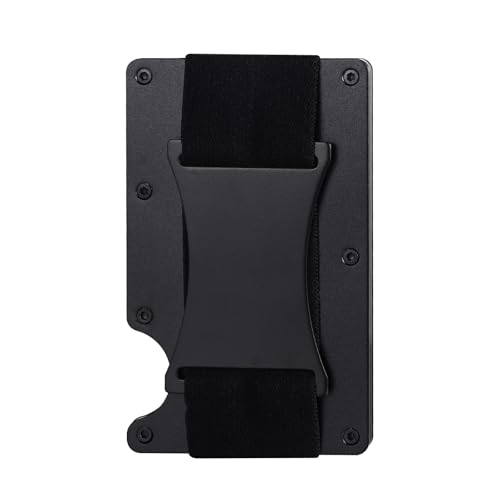 Cupimatch Slim Wallet RFID Schutz: Minimalistisches Kartenetui aus Aluminium mit Geldklammer Kreditkartenetui für Herren Ultraleichtes Metall Portemonnaie Geburtstag Weihnachten Geschenk, Schwarz von Cupimatch