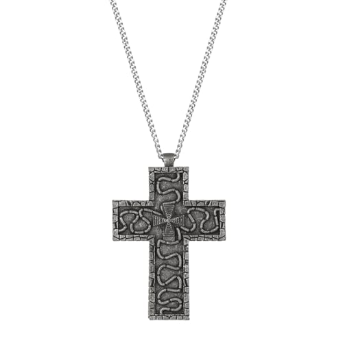 Cupimatch Squids Halskette Kreuz Anhänger: Vintage Kreuzförmige-Anhänger mit Geheimfach mit 60cm Kette 3D Design Cross Necklace Gothic Cosplay Schmuck für Herren Damen Unisex von Cupimatch