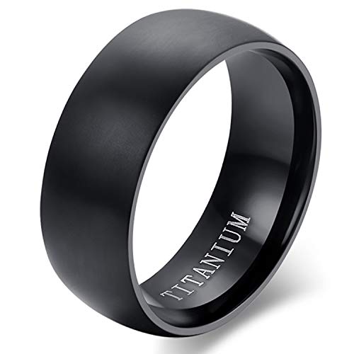 Cupimatch Titan Ring Herren Bandring Finger Ringe Glatt, Ehering Verlobungsring Freundschaftsring Schwarz, Größe 63 von Cupimatch