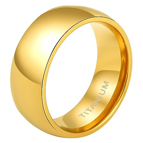 Cupimatch Titan Ring Herren Damen Bandring Finger Ringe Glatt, Ehering Verlobungsring Freundschaftsring Gold, Größe 54 von Cupimatch