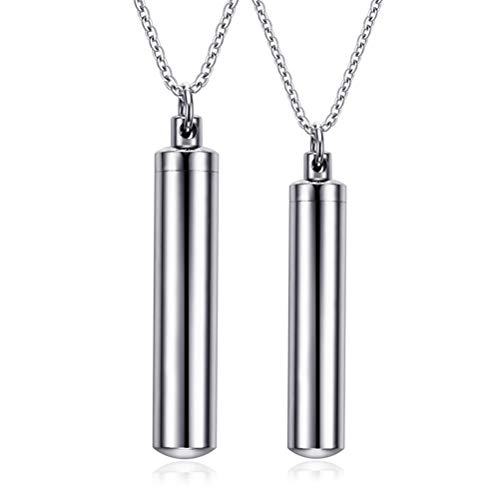 Cupimatch Urnenkette Paare Halskette Set: Silberner Edelstahl Partner Anhänger mit Aufbewahrungsfunktion Parfümflasche Amulett in 2 Größen mit Ketten Valentinstag Geshenk für Verliebte Herren Damen von Cupimatch