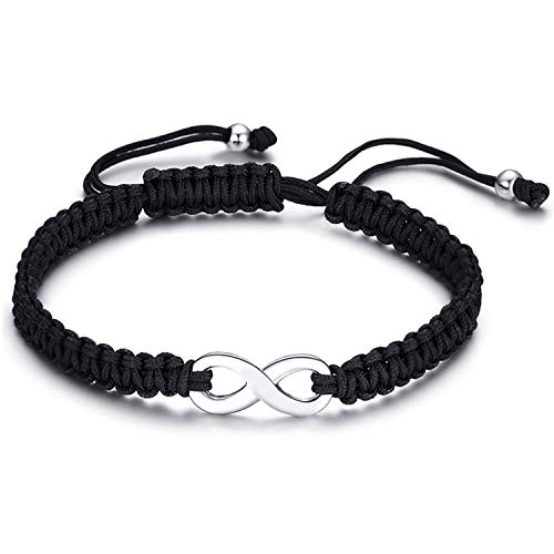 Cupimatch Valentinstagsgeschenk Damen Herren Infinity Armband Edelstahl Geflocht Armkette für Liebespaar Armreif Verstellbar von Cupimatch