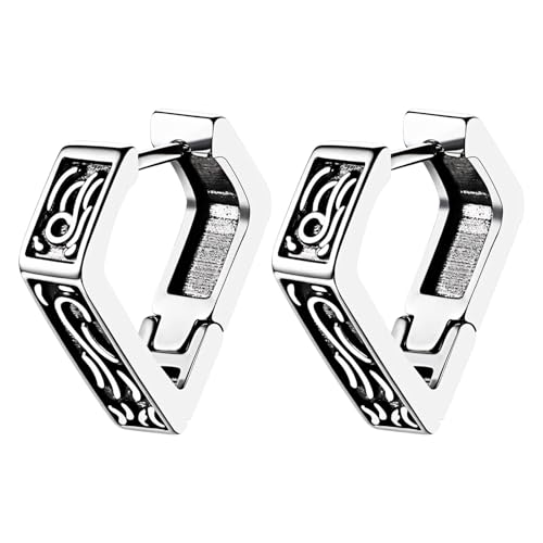 Cupimatch Wikinger Ohrschmuck Dreieck Ohrringe: Edelstahl Rock Punk Keltischer Ohrstecker Vintage Nordische Triangel Huggie Creolen Halloween Party Schmuck Gothic Geschenk für Damen Herren Unisex von Cupimatch