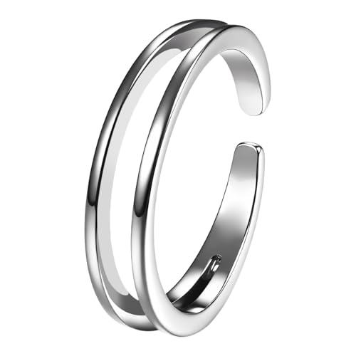Cupimatch Zehenring 925 Sterling Silber: Klassischer Verstellbarer Offener Doppelter Zehe Ring Hypoallergene Einstellbare Bandring Einfacher Sommer Strand Fußschmuck für Frauen Mutter Mädchen von Cupimatch